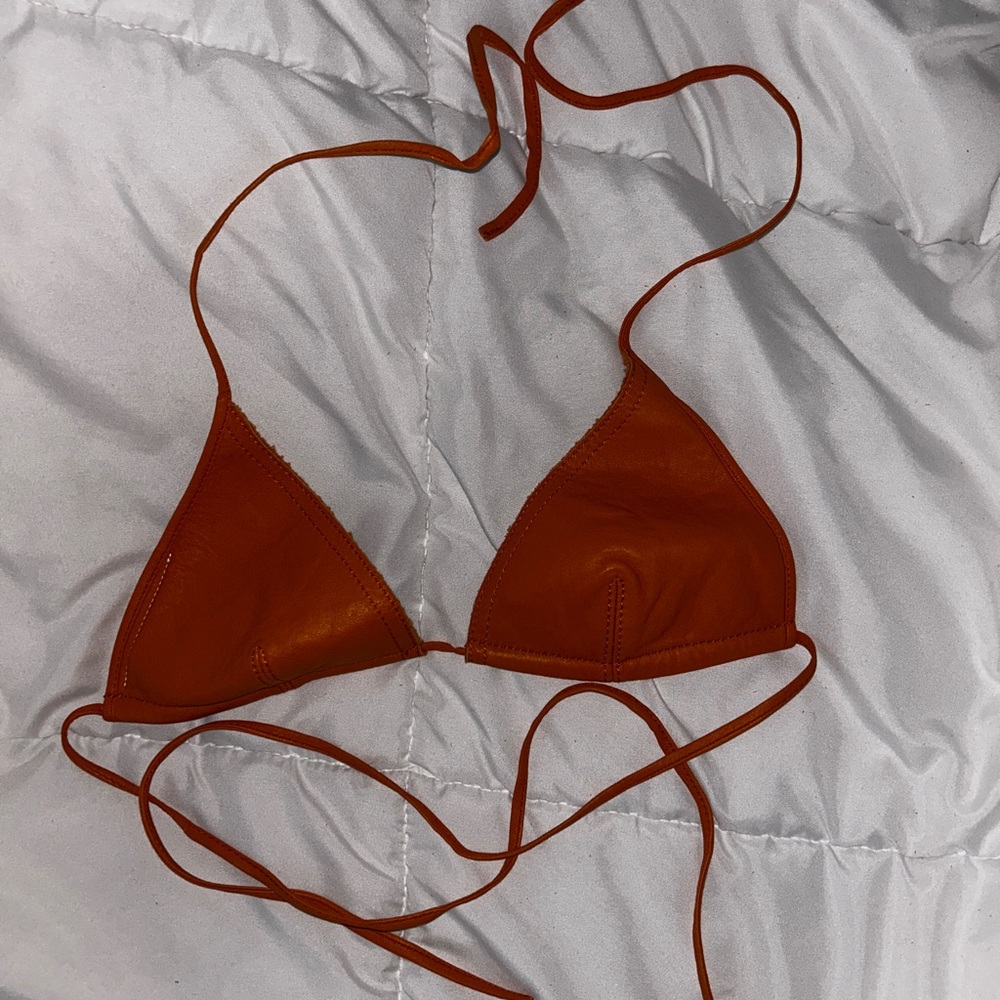 MM6 Maison Margiela Orange Leather Bra